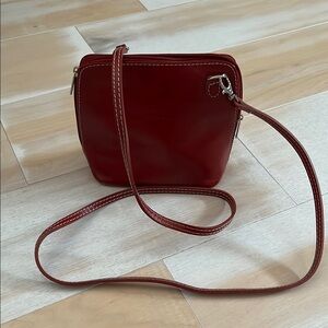 Elegant Red Leather Crossbody Mini Bag